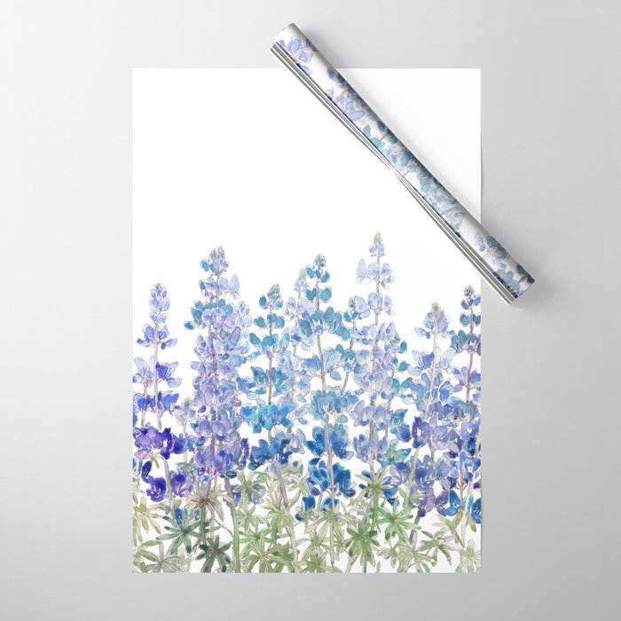 blue and purple lupin flowers horizontal  Wrapping Paper Gallery Image 1