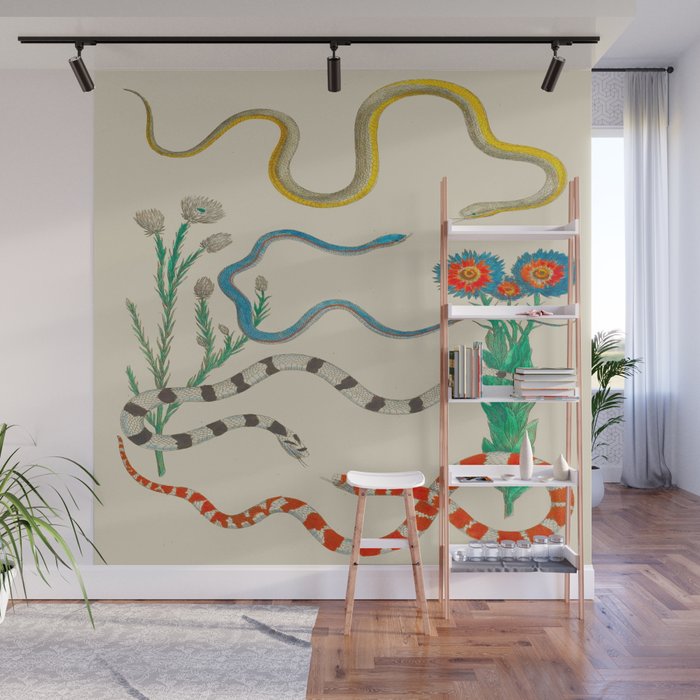 Locupletissimi rerum naturalium - vol. 2 - Albertus Seba Colorful Snake Floral Arrangement Wall Mural Gallery Image 1