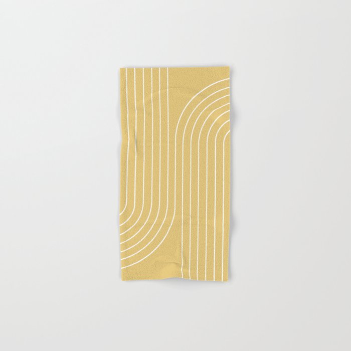 Minimal Line Curvature XXVIII Butter Yellow Mid Century Modern Arch Abstract Bath Towel Gallery Image 1