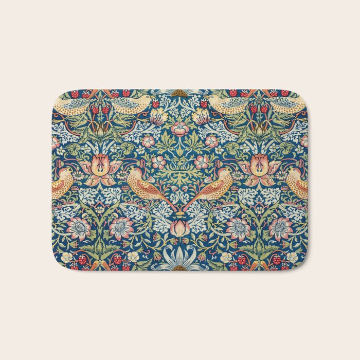 William Morris  Strawberry Thief Special edition 2023 restored with artificial intelligence Bath Mat Gallery Image 1