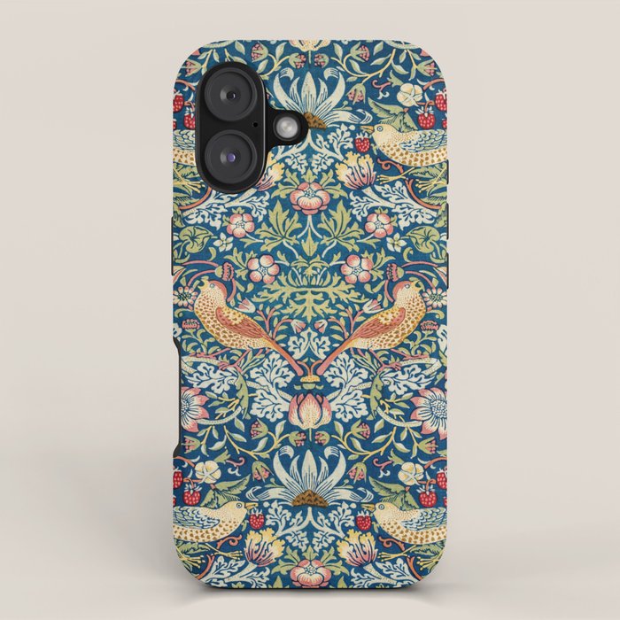William Morris  Strawberry Thief Special edition 2023 restored with artificial intelligence iPhone Case Gallery Image 1