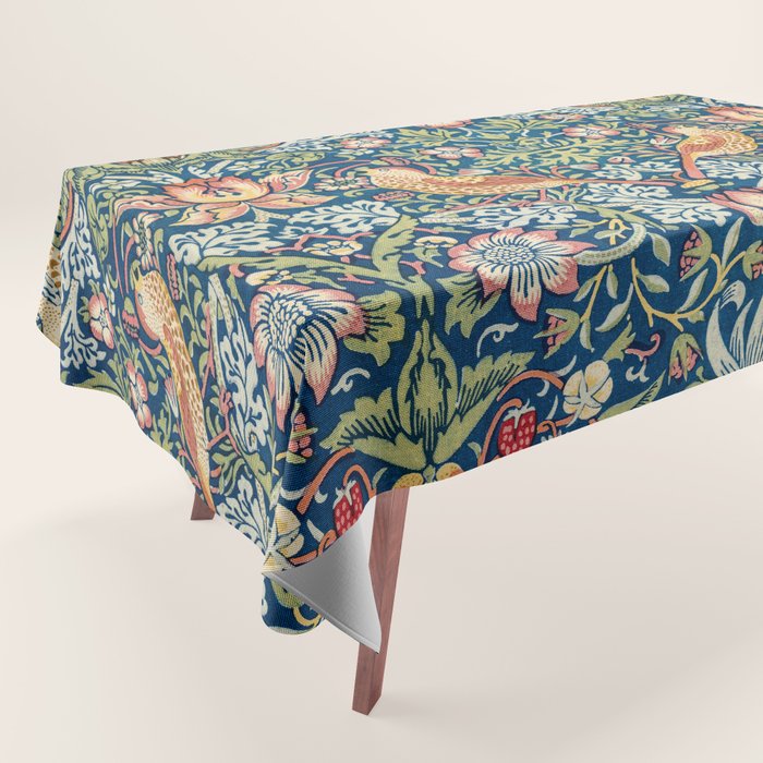 William Morris  Strawberry Thief Special edition 2023 restored with artificial intelligence Tablecloth Gallery Image 1