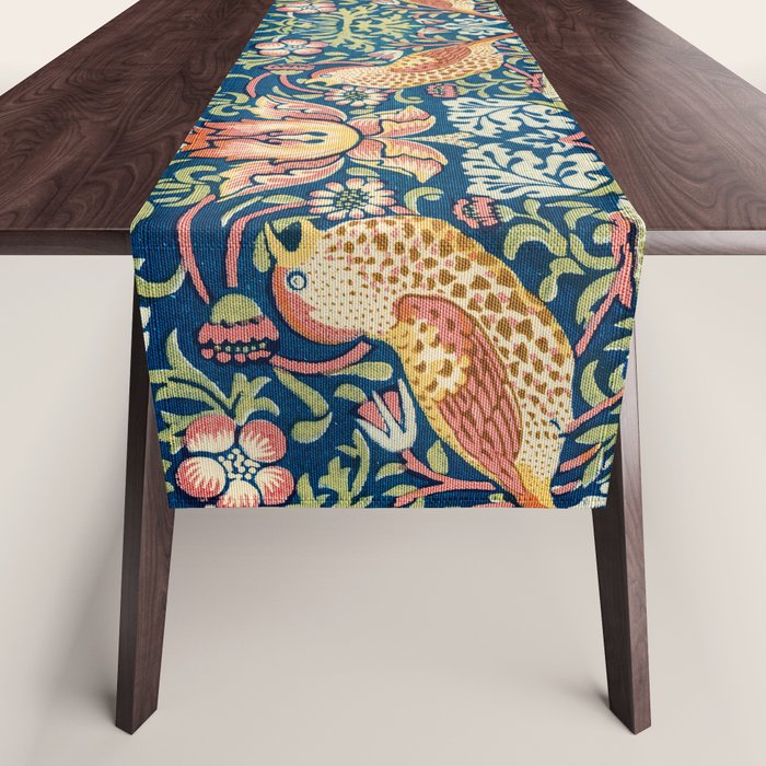 William Morris  Strawberry Thief Special edition 2023 restored with artificial intelligence Table Runner Gallery Image 1