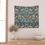 William Morris  Strawberry Thief Special edition 2023 restored with artificial intelligence Wall Tapestry Gallery Image 2