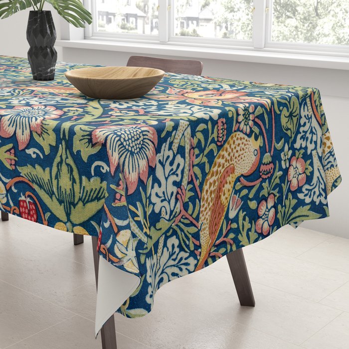 William Morris  Strawberry Thief Special edition 2023 restored with artificial intelligence Tablecloth Gallery Image 3