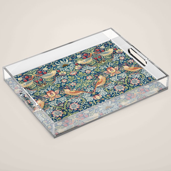 William Morris  Strawberry Thief Special edition 2023 restored with artificial intelligence Acrylic Tray Gallery Image 1