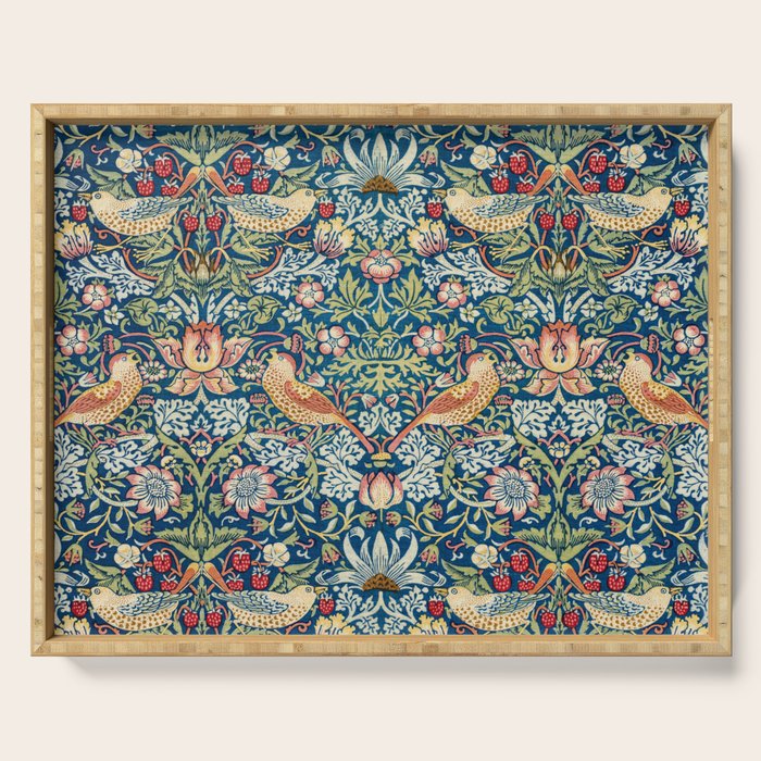 William Morris  Strawberry Thief Special edition 2023 restored with artificial intelligence Serving Tray Gallery Image 1