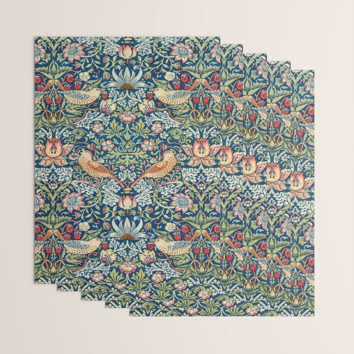 William Morris  Strawberry Thief Special edition 2023 restored with artificial intelligence Wrapping Paper Gallery Image 3