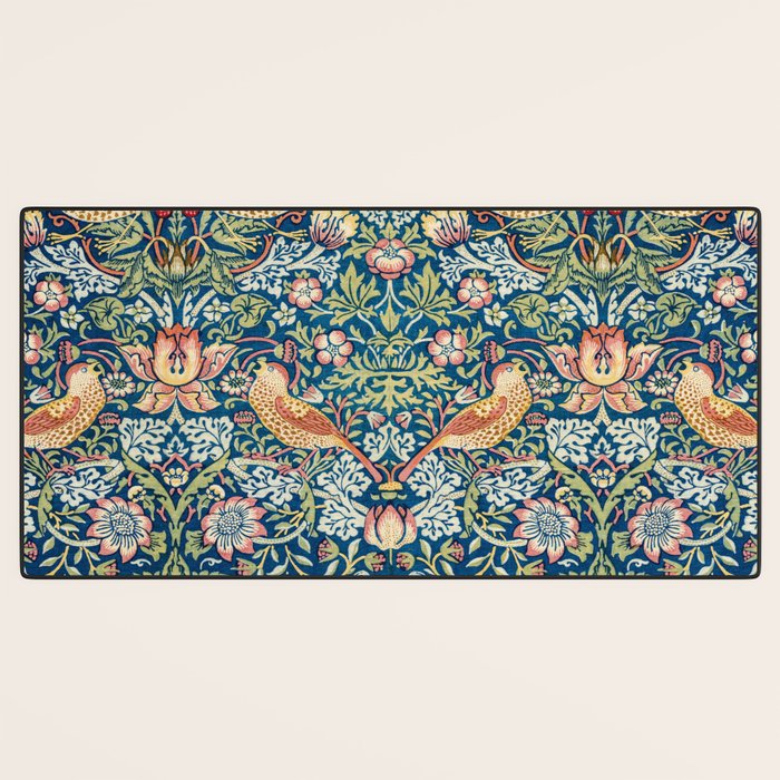 William Morris  Strawberry Thief Special edition 2023 restored with artificial intelligence Desk Mat Gallery Image 3