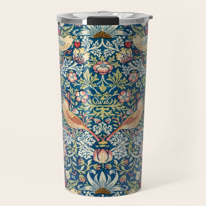 William Morris  Strawberry Thief Special edition 2023 restored with artificial intelligence Travel Mug Gallery Image 1