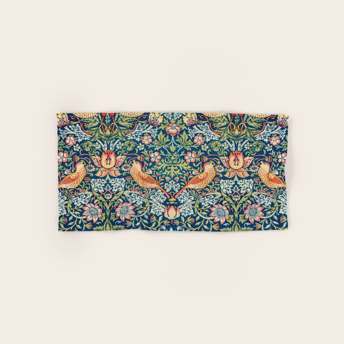 William Morris  Strawberry Thief Special edition 2023 restored with artificial intelligence Bath Towel Gallery Image 1