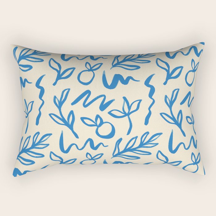Blue organic watercolor nature art pattern Rectangular Pillow Gallery Image 2