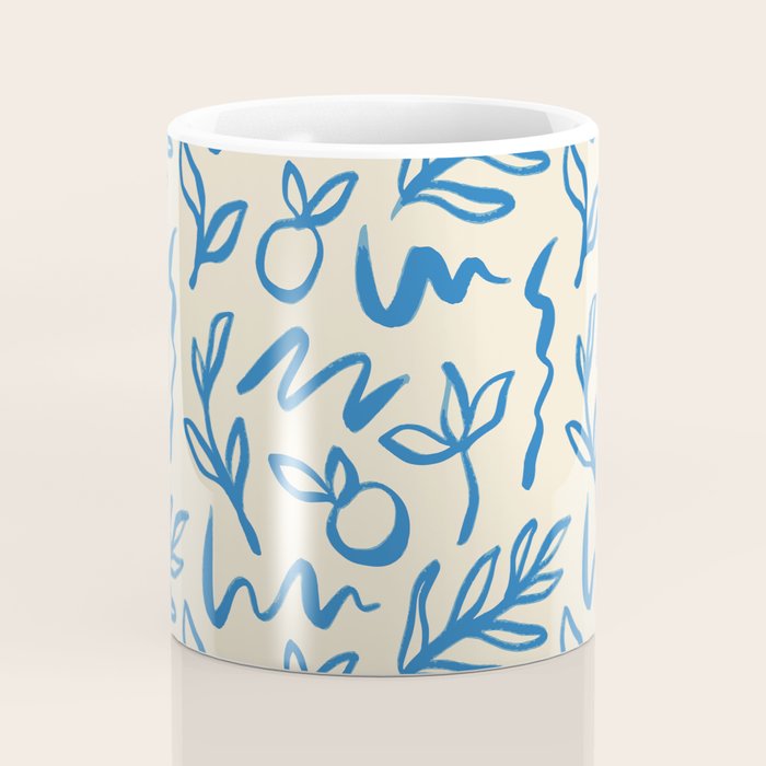 Blue organic watercolor nature art pattern Coffee Mug Gallery Image 4