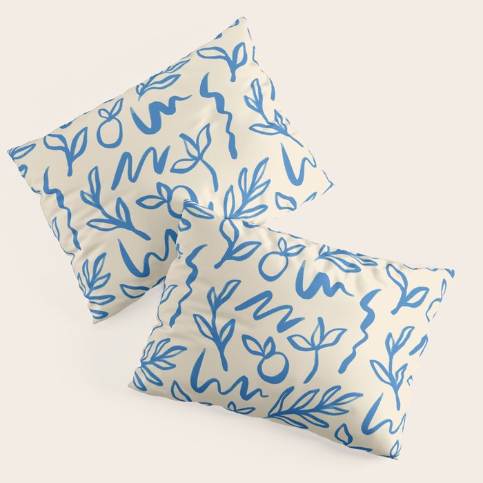Blue organic watercolor nature art pattern Pillow Sham Gallery Image 3