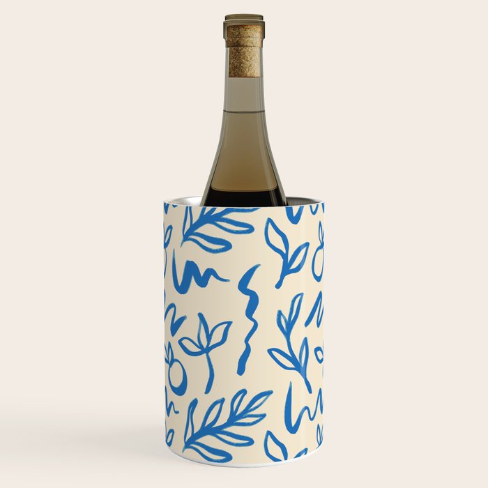 Blue organic watercolor nature art pattern Wine Chiller Gallery Image 2
