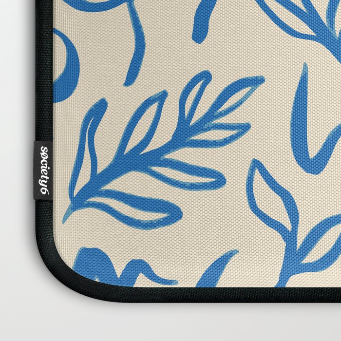 Blue organic watercolor nature art pattern Laptop Sleeve Gallery Image 3