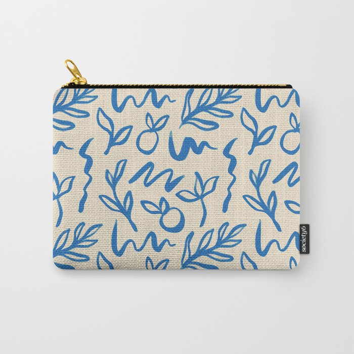 Blue organic watercolor nature art pattern Carry All Pouch Gallery Image 1