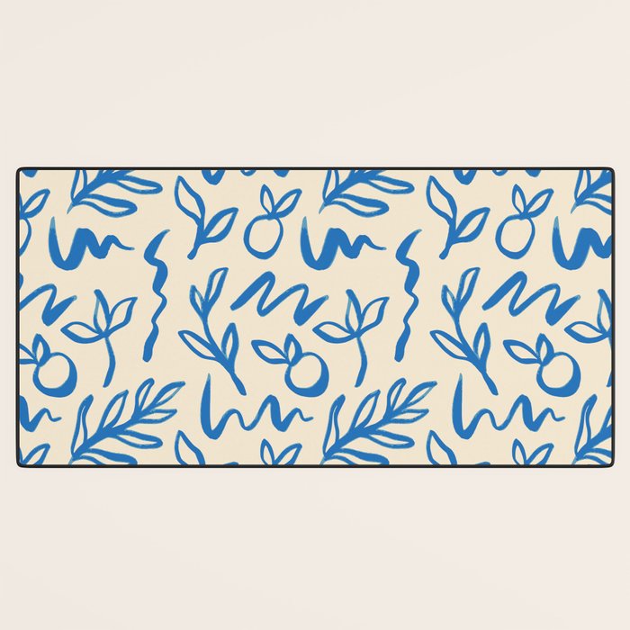 Blue organic watercolor nature art pattern Desk Mat Gallery Image 3