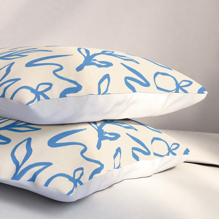 Blue organic watercolor nature art pattern Pillow Sham Gallery Image 3