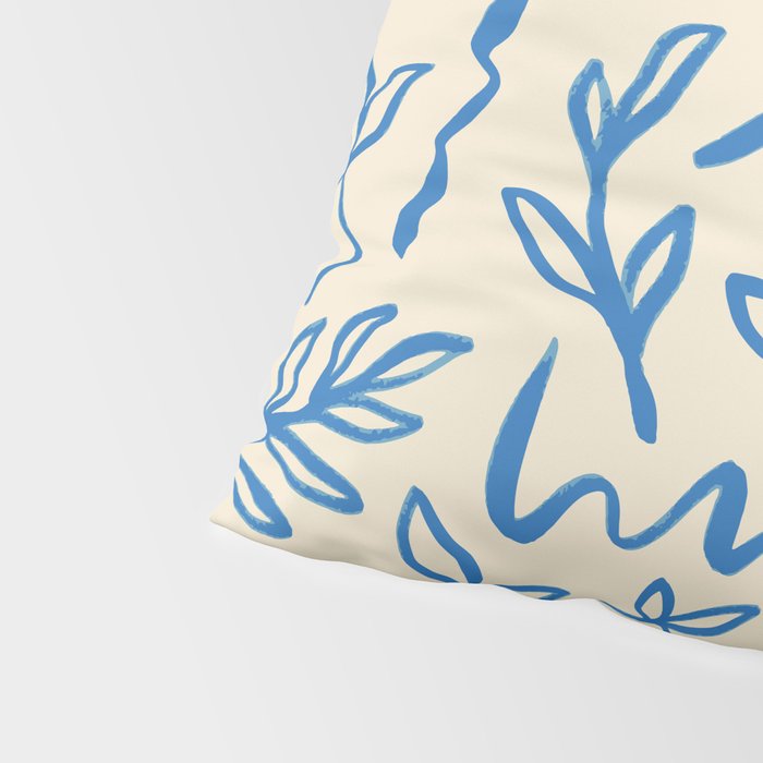 Blue organic watercolor nature art pattern Pillow Sham Gallery Image 4
