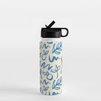 Blue organic watercolor nature art pattern Water Bottle Gallery Image 1