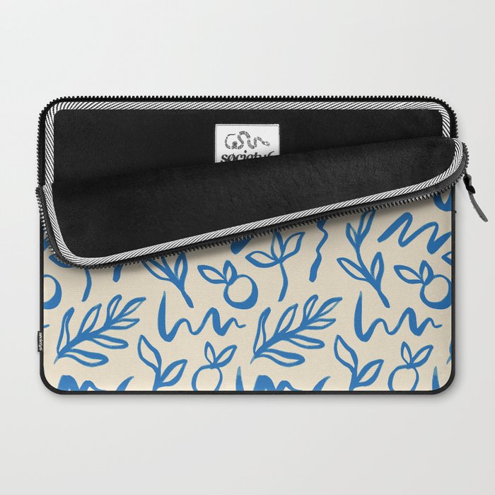 Blue organic watercolor nature art pattern Laptop Sleeve Gallery Image 2