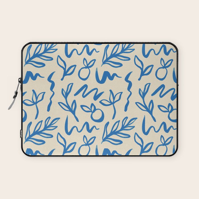 Blue organic watercolor nature art pattern Laptop Sleeve Gallery Image 1