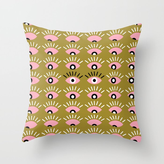 Moss green looking for you Throw Pillow Gallery Image 6
