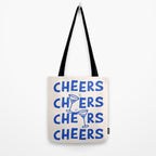 Cheers. Cocktails and Drinks in Royal Blue and Linen White Tote Bag Gallery Image 2