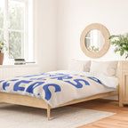 Cheers. Cocktails and Drinks in Royal Blue and Linen White Duvet Cover Gallery Image 2