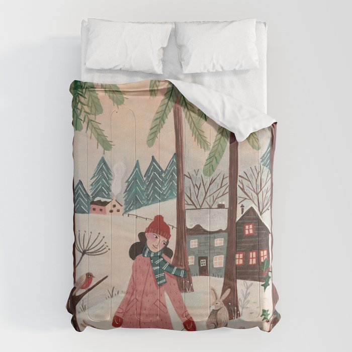 Woman year of the rabbit winter Comforter Gallery Image 1