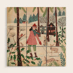 Woman year of the rabbit winter Wood Wall Art Gallery Image 1