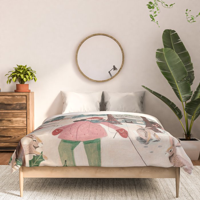 Woman year of the rabbit winter Comforter Gallery Image 3