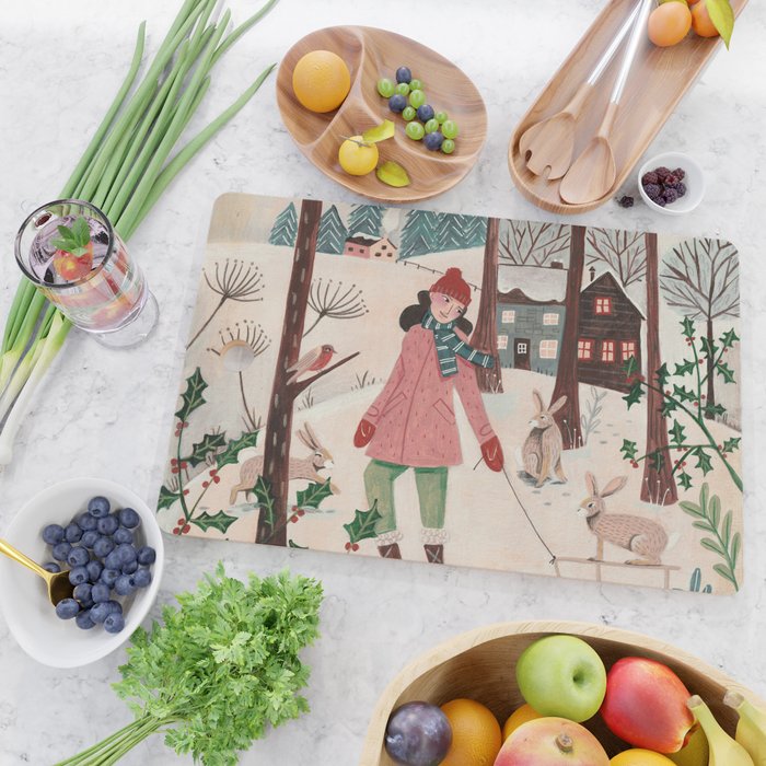 Woman year of the rabbit winter Cutting Board Gallery Image 2