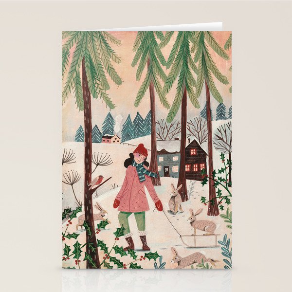 Woman year of the rabbit winter Stationery Card Gallery Image 1