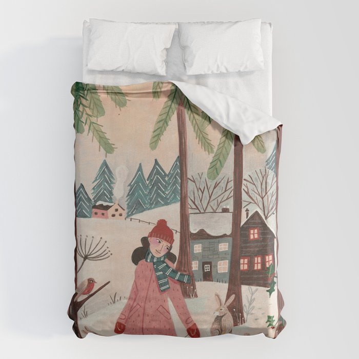 Woman year of the rabbit winter Duvet Cover Gallery Image 1