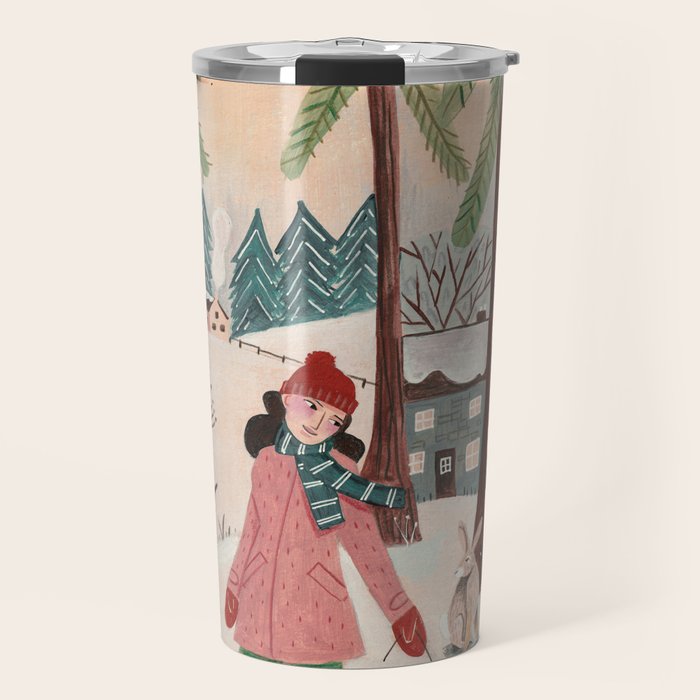 Woman year of the rabbit winter Travel Mug Gallery Image 1