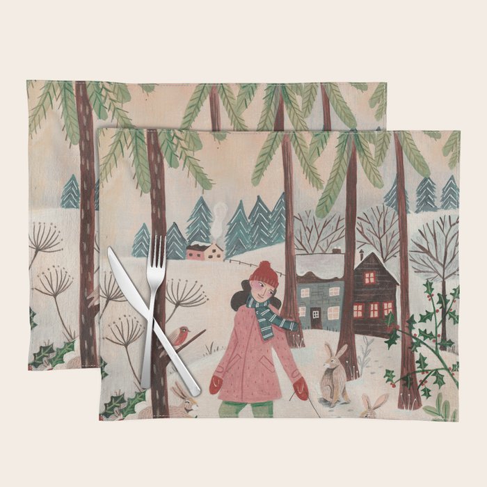 Woman year of the rabbit winter Placemat Gallery Image 1