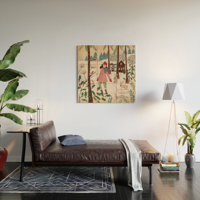 Woman year of the rabbit winter Wood Wall Art Gallery Image 2