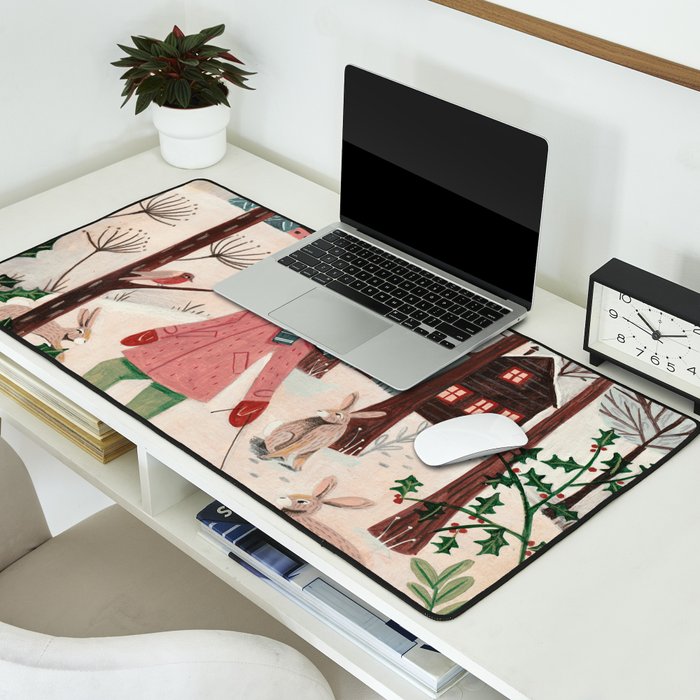 Woman year of the rabbit winter Desk Mat Gallery Image 2