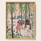 Woman year of the rabbit winter Serving Tray Gallery Image 1