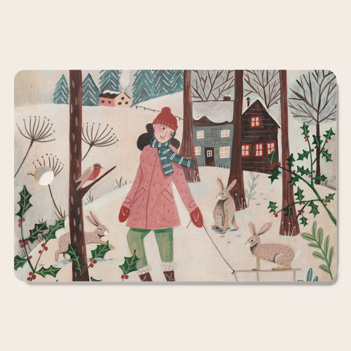 Woman year of the rabbit winter Cutting Board Gallery Image 1