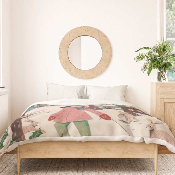 Woman year of the rabbit winter Duvet Cover Gallery Image 3