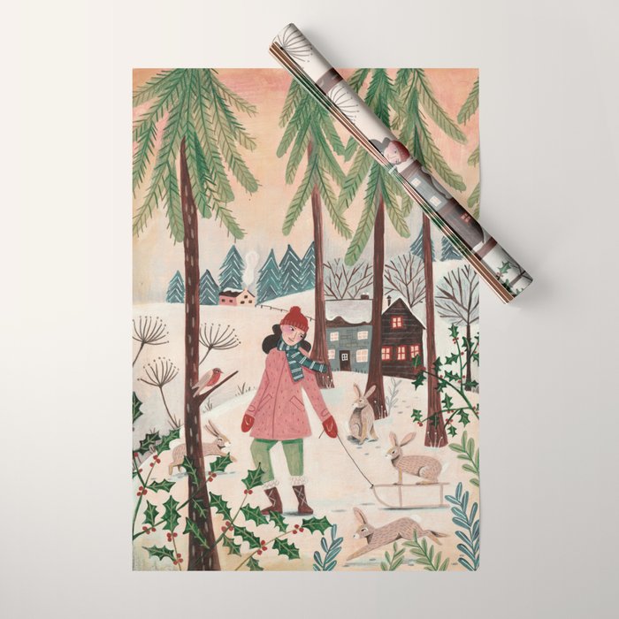 Woman year of the rabbit winter Wrapping Paper Gallery Image 1