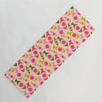 Geometric Fish Pattern - Red, Pink, Yellow, Olive Yoga Mat Gallery Image 1