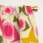Geometric Fish Pattern - Red, Pink, Yellow, Olive Window Curtain Gallery Image 2