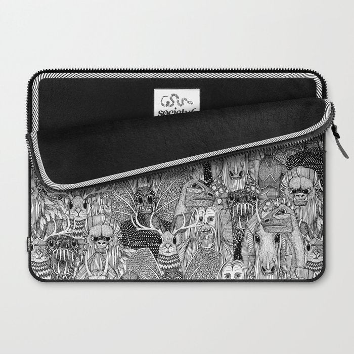 cryptid crowd black white Laptop Sleeve Gallery Image 2