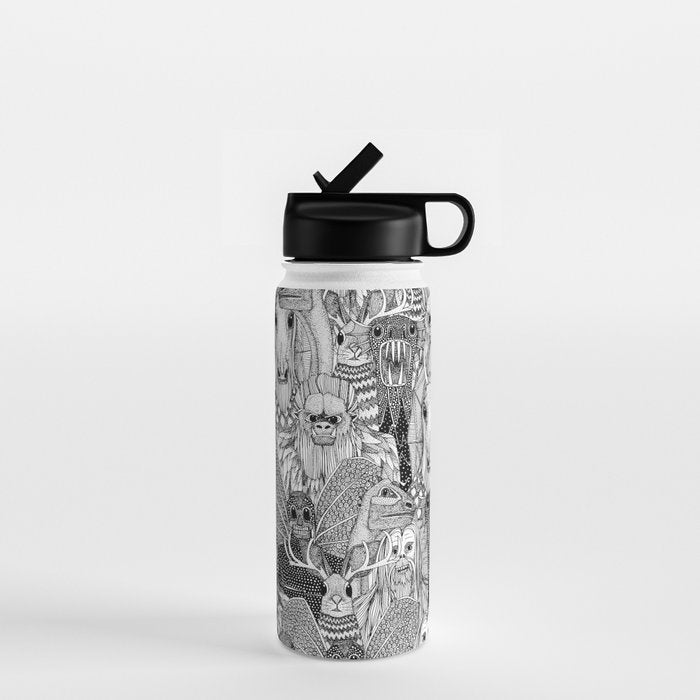 cryptid crowd black white Water Bottle Gallery Image 1