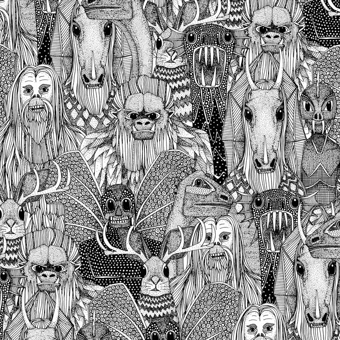 cryptid crowd black white Coffee Mug Gallery Image 2