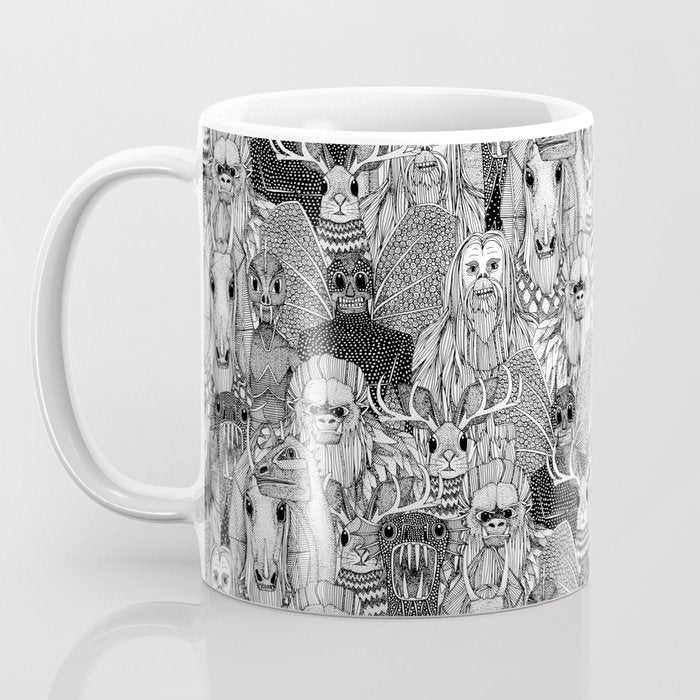 cryptid crowd black white Coffee Mug Gallery Image 3